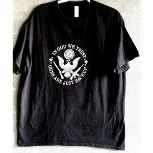 Men's In God We Trust Guns are Just A Backup Graphic T-Shirt Size XL - Black